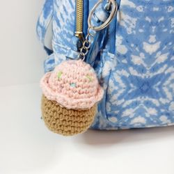 Amigurumi cupcake keychain. Crochet cupcake key ring. Girl gift. Bag charm. Birthday gift