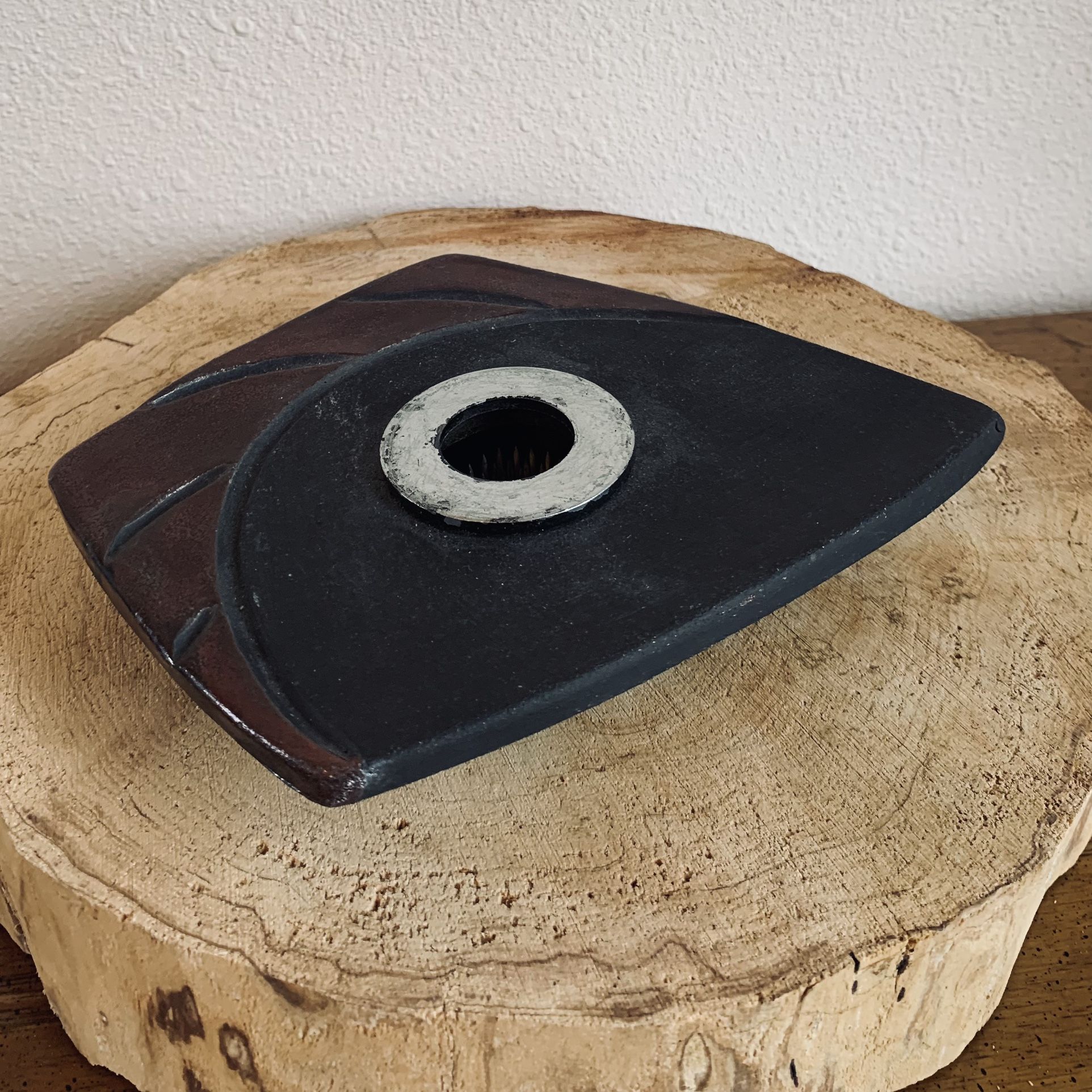 Abstract Ikebana Floral Arrangement Pottery Flower Frog Vintage