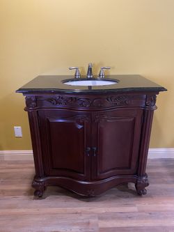 Luxury Ornate Bathroom Cabinet – Granite Top + Undermount Sink