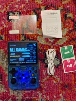 R36s blue retro gaming handheld