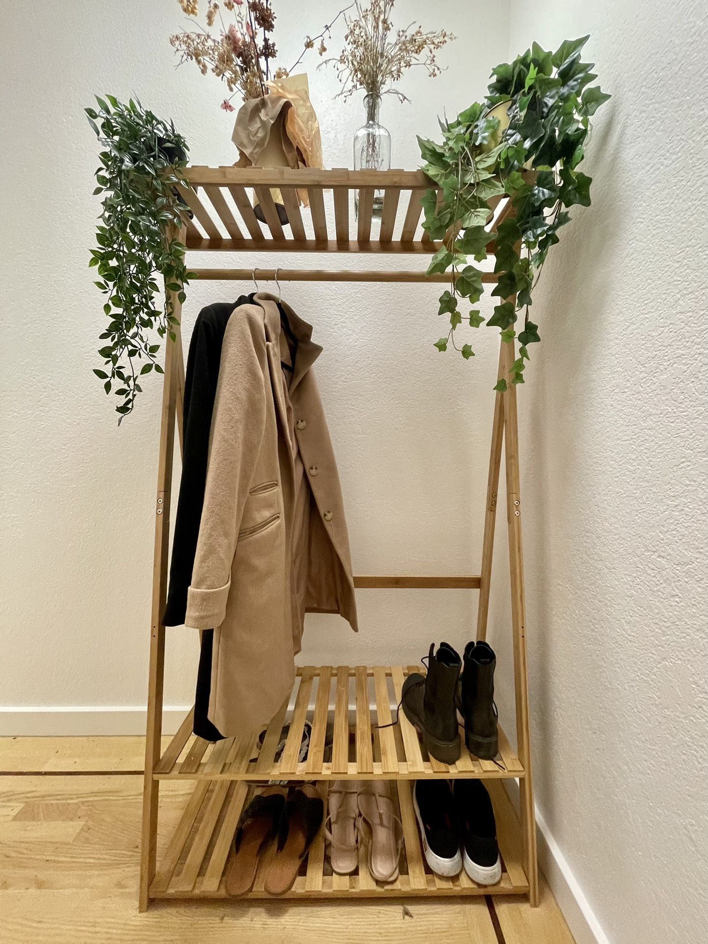 Bamboo Clothing/shoe Rack