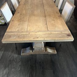 Restoration Hardware Salvaged, Wood, Trestle Dining Table, 10 Chairs And 2 Leaves