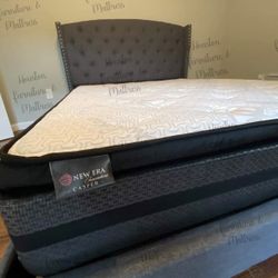 New Platform QUEEN SIZE Bed Frame 🛏 + Pillow Top Mattress SAME DAY DELIVERY 🚚 