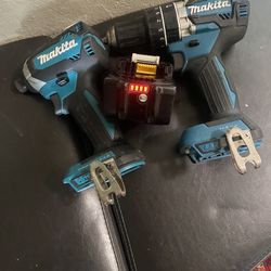 Makita Conbo Used  Ammer  Drill Impact And Batteri