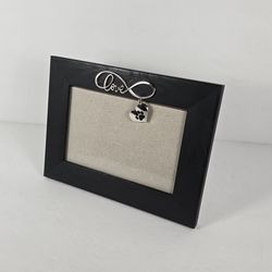 Lawrence Frames Black Dog Pet Silver Love Paw Charm 4 x 6 Frame Open Box