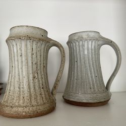 Vintage Handmade Pottery Beer Stein Mugs