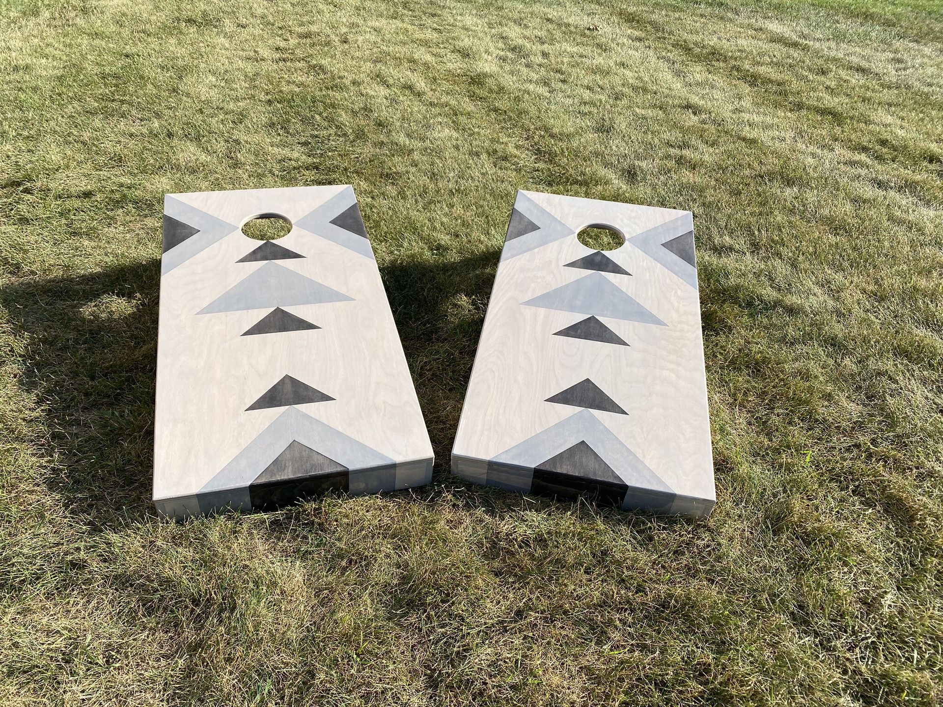 New Custom Corn Hole Boards Game Grey Stain
