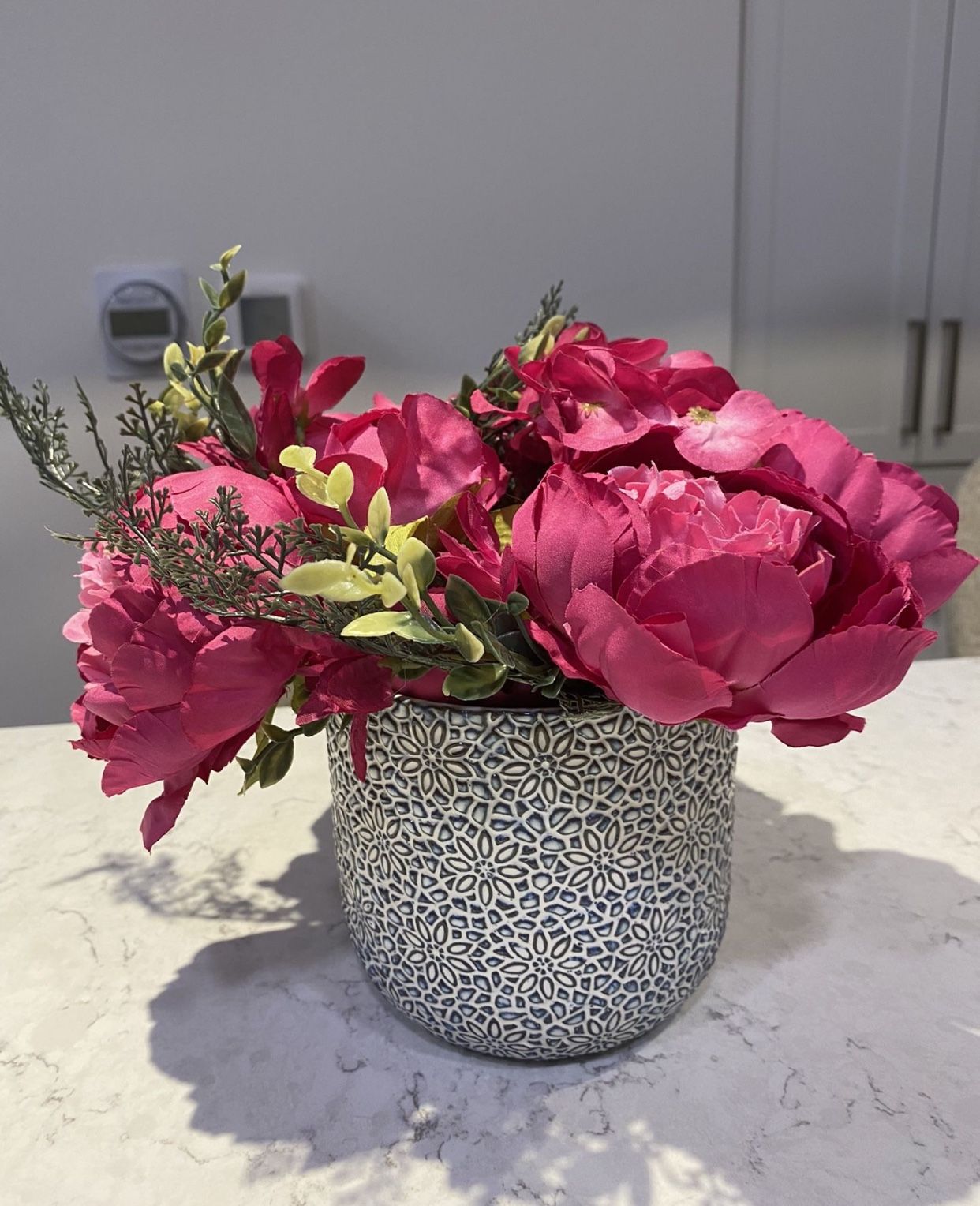 Artificial Flowers Peonies With Vase Home Decor
