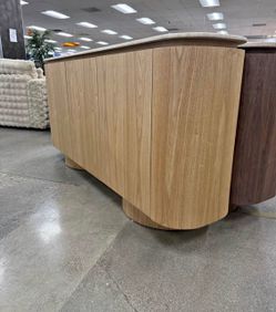 New travertine top natural server 70” , modern oak server with stone top, free delivery ✅