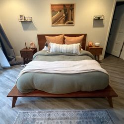 West Elm Live Edge Walnut bed Frame 