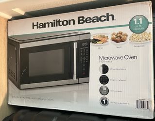 Hamilton Beach 1.1 Cu Ft Countertop Microwave Oven, 1000 W, Stainless Steel