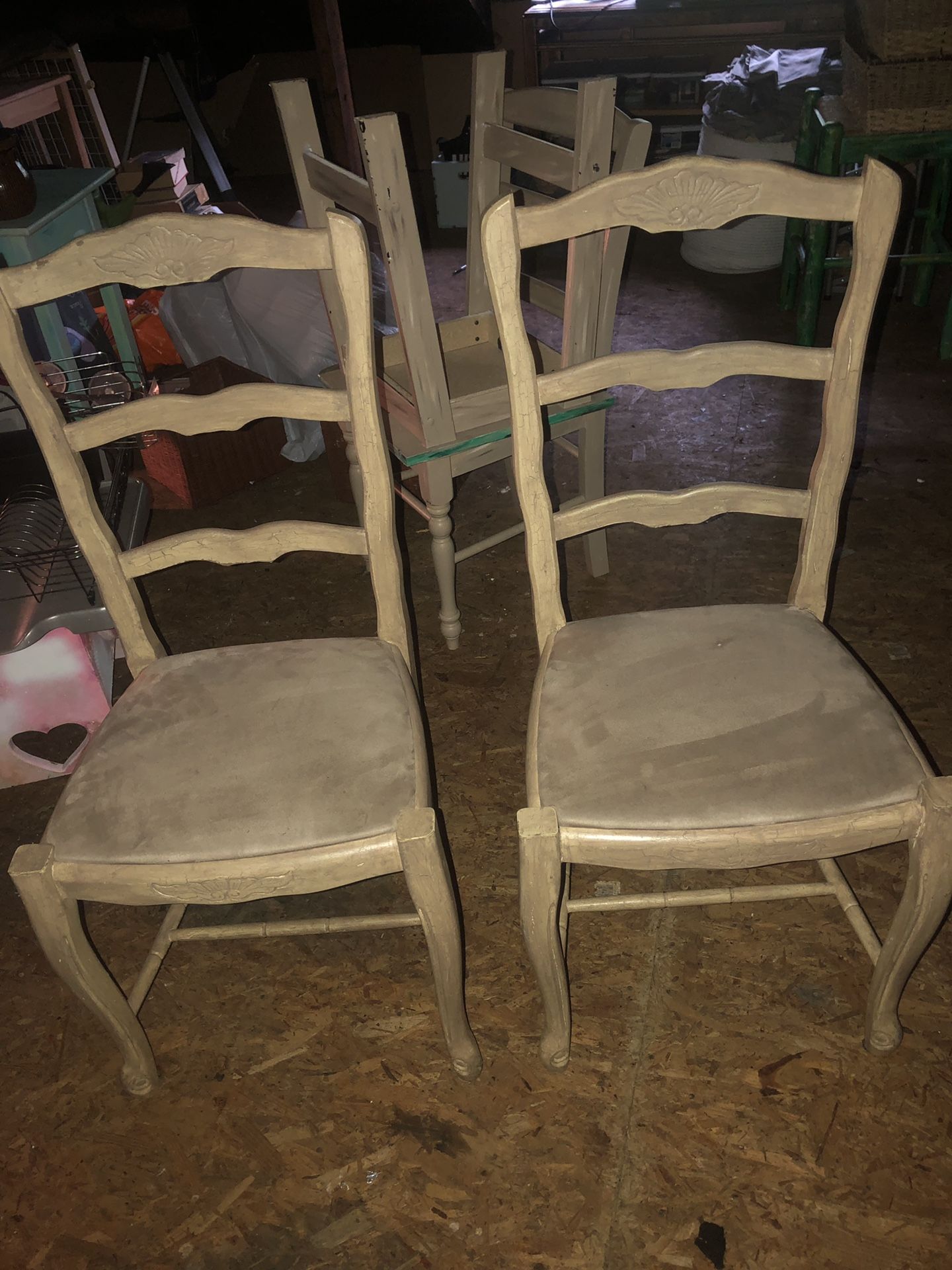 Microsuede Beige Chairs: Two