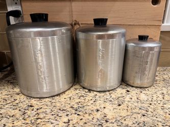 Vintage-Style Aluminum Kitchen Canister Set – 3 Pieces
