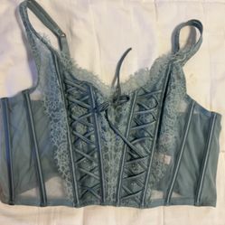 Green Lace Strapless Corset Top