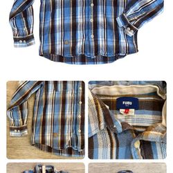 Men’s Fubu NYC Plaid Long Sleeve Button Down Flannel Size M