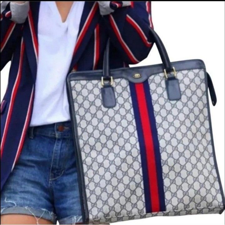 Authentic Vintage Gucci GG Monogram Supreme Sherry Web Ophidia Shopper Tote Bag