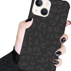 KANGHAR Case Compatible with iPhone 13,Black Leopard Design,Tire Texture Non-Slip +Shockproof Rugged TPU Protective Case for iPhone 13 6.1 Inch-Leopar