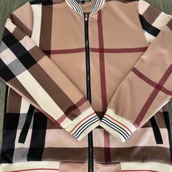 Multicolor Track Jacket Mens Small - Burberry Like Print