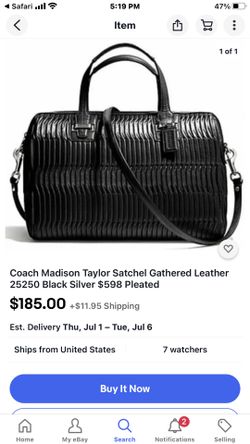 $598 Coach Madison Taylor Black Leather Bag