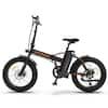 Black Folding Electric Bike 20 in. Fat Tire with 36-Volt/13 mAh Li-Battery
