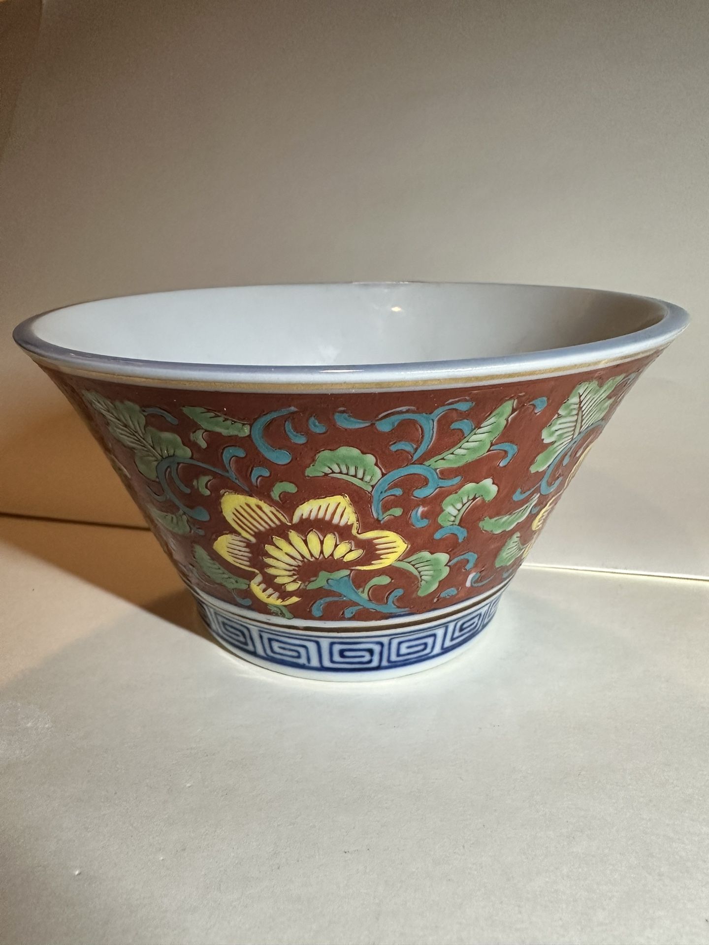 VINTAGE PAINTED ASIAN ROSE MEDALLION STYLE RICE SOUP BOWLS