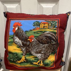 Vintage Cushion Throw Rooster Hen Farmhouse Decor Cottage Core Decorative Pillow