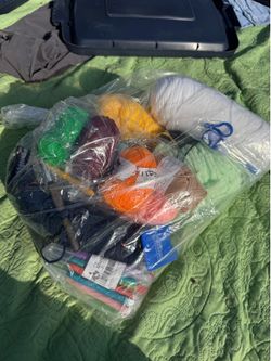 crochet yarn and tools