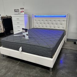 QUEEN BED FRAME WITH MATTRESS ONLY