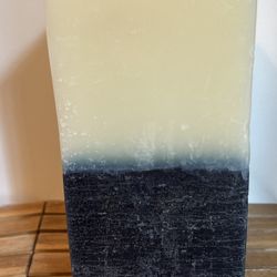 Large Blue and Off-White Candle