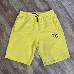 Vanquish Fitness Shorts Mens XL Yellow Zip Pockets Athletic Performance Workout