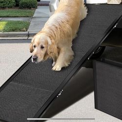 New Extra Wide & Long Dog Ramp for Car Truck SUV, Portable Folding Pet Ramps for Small Medium Large Dogs and Cats, Lightweight Aluminum Frame, Support