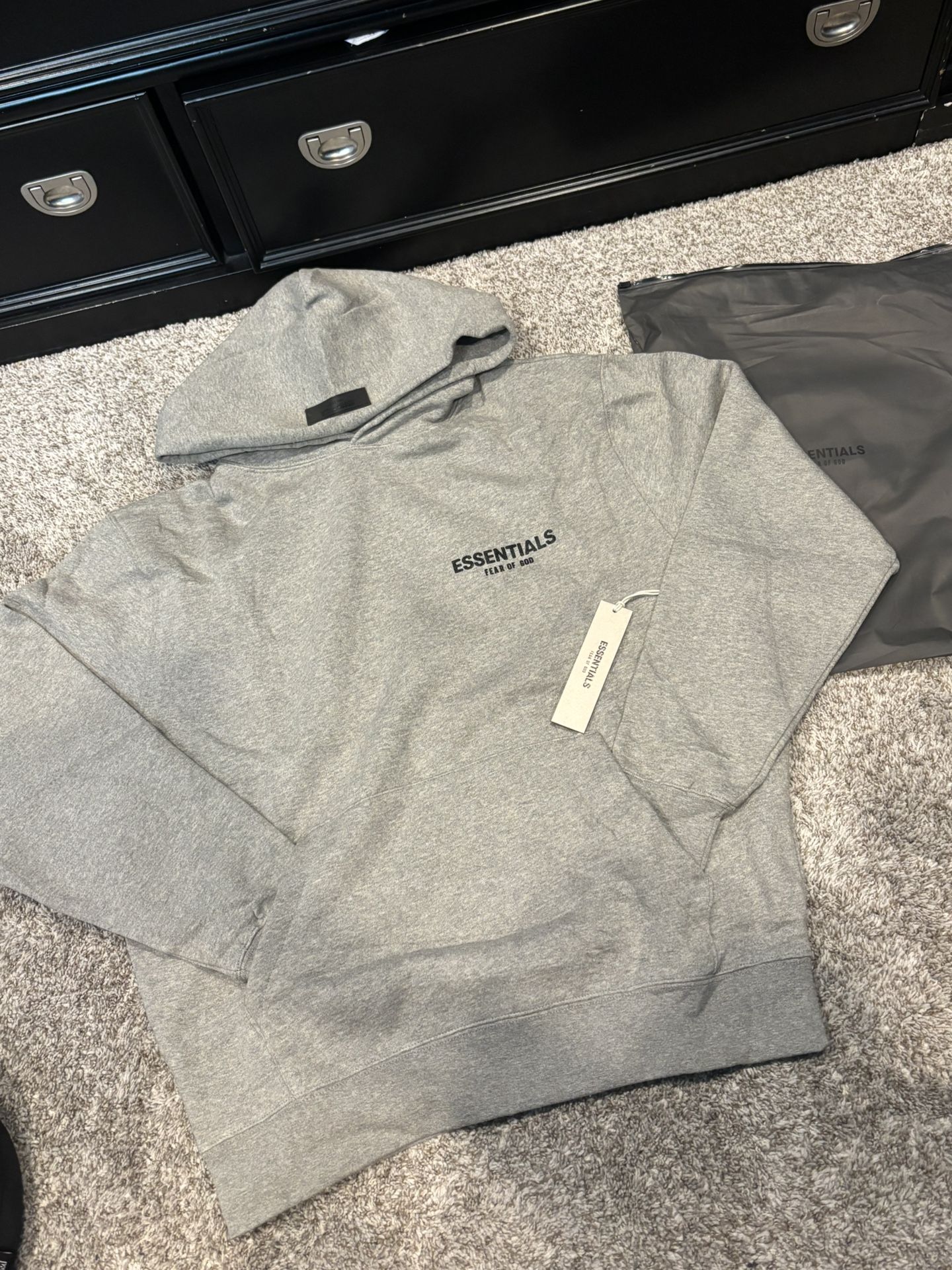 Essentials Fear Of God Hoodie Gray Pullover Size Small