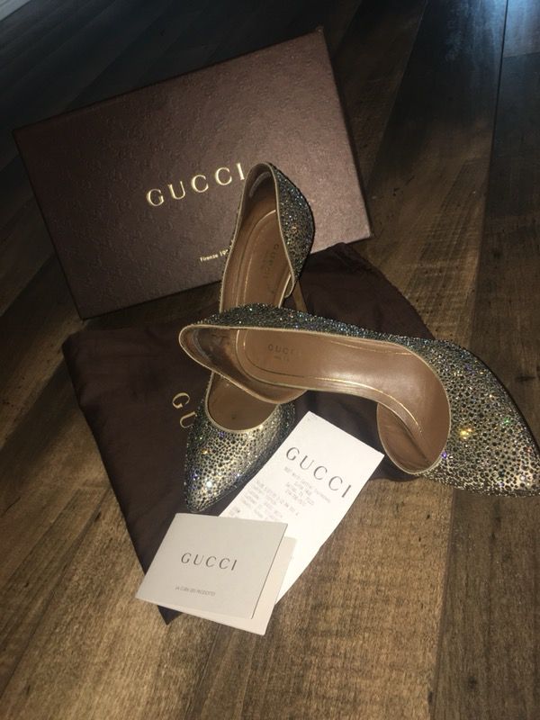 Gucci Beige Crystal D’orsay High Heel Sz 39