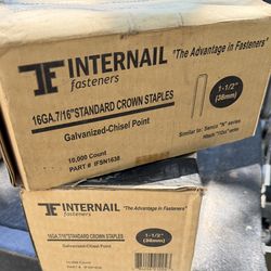 2 boxes Internail 1 1/2 , 16 ga, galvanized staples