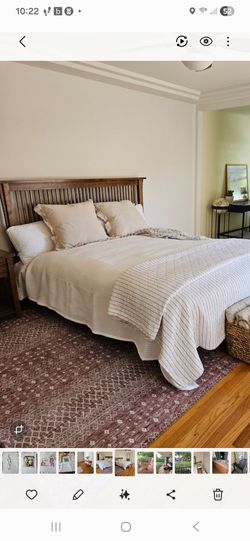 Mission Oak California size Bedframe and matching side table