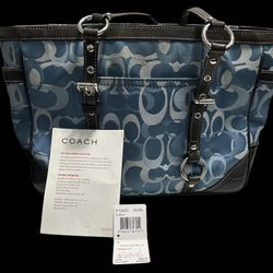 Coach Optic Jacquard Signature Gallery Tote-Blue