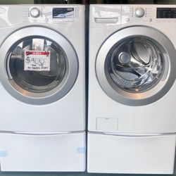 KENMORE FRONT LOAD WASHER W/ ELECTRIC DRYER SET W/PEDESTAL 
