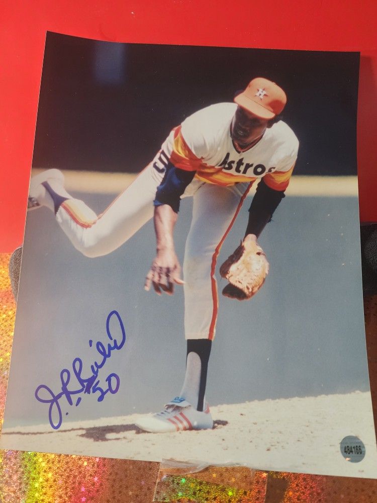J.R. Richard Autographed 8x10 Houston Astros W/ COA & TOP LOADER
