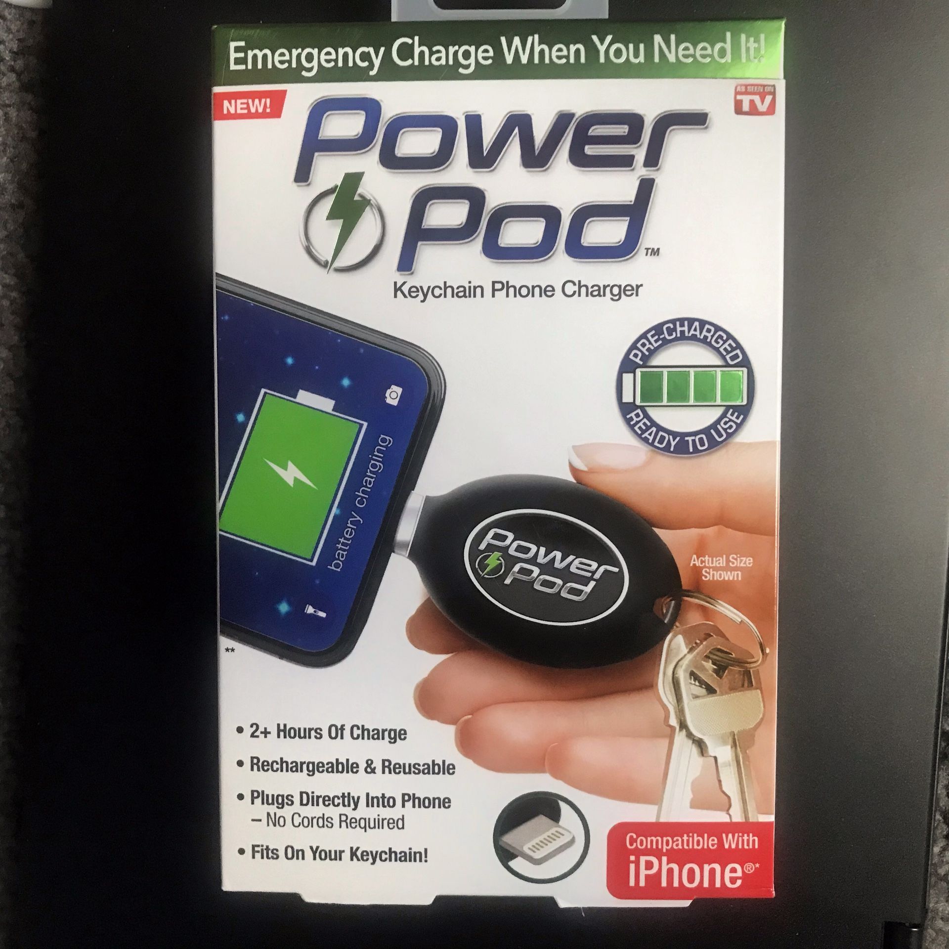 Power Pod Keychain Portable Charger for Apple Iphone