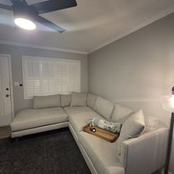 Living Spaces - Light Gray Sectional Couch
