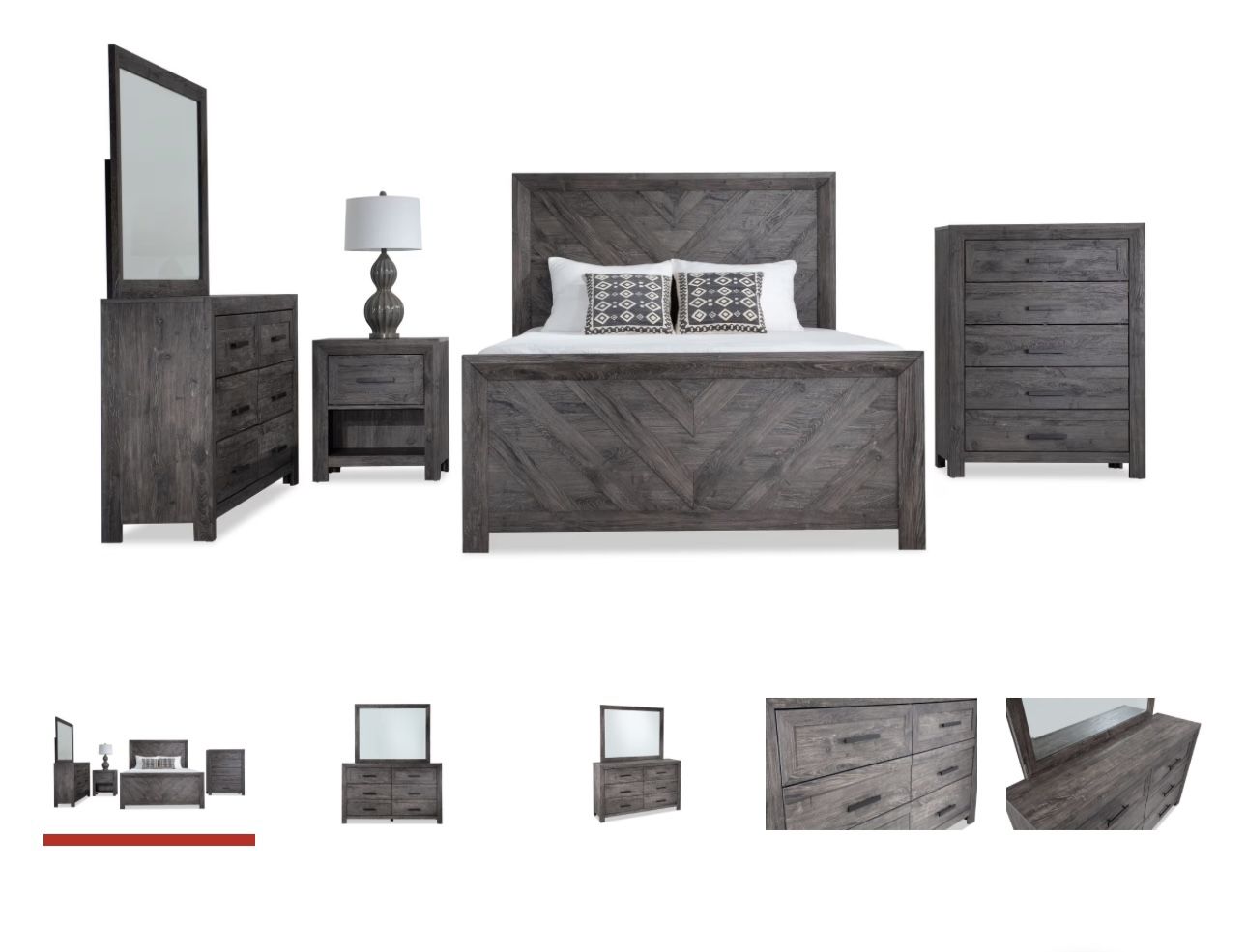 Bob’s furniture Calvin 5 Piece queen Gray Bedroom Set