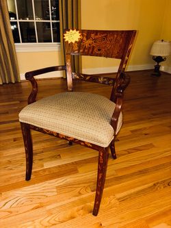 Antique Dutch Marquetry Mahogany Armchair / Desk Chair