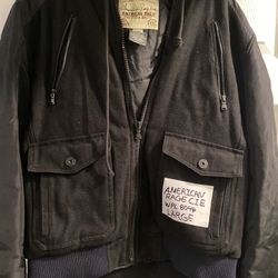 Men Black American RAGE CIE  Jacket Large $25. WPL8046 Location Pharr Texas 78577.
