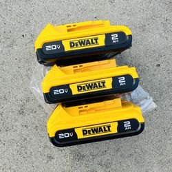 Three New DeWalt 20v 2Ah Batteries 