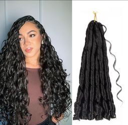 24" Knotless Braiding Hair French Curl Extensions Tangle Free 3 Bundles 1B