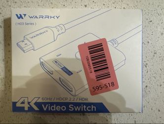 Warrky 4K HDMI Switch Bidirectional 2-Port with Braided Cable - Open Box