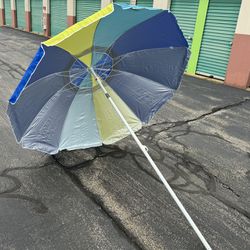7.5' Round Beach Umbrella Outside Summer Family Beach Sand/GrassSun