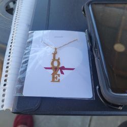 14k Gold Plated Necklace Pendant LOVE Nice Gift