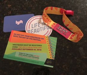 Life is Beautiful 3 day festival bracelet