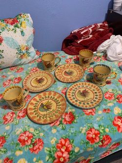 Vintage Handmade Hand Painted Italian Majolica Style Plates & Mugs